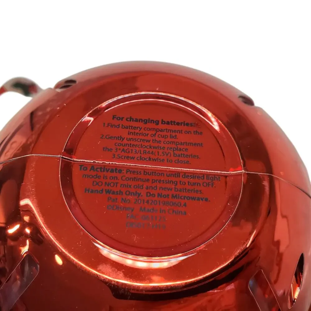 Disney Parks Holiday Christmas Mickey Jingle Bell Red Light Up Sipper Cup